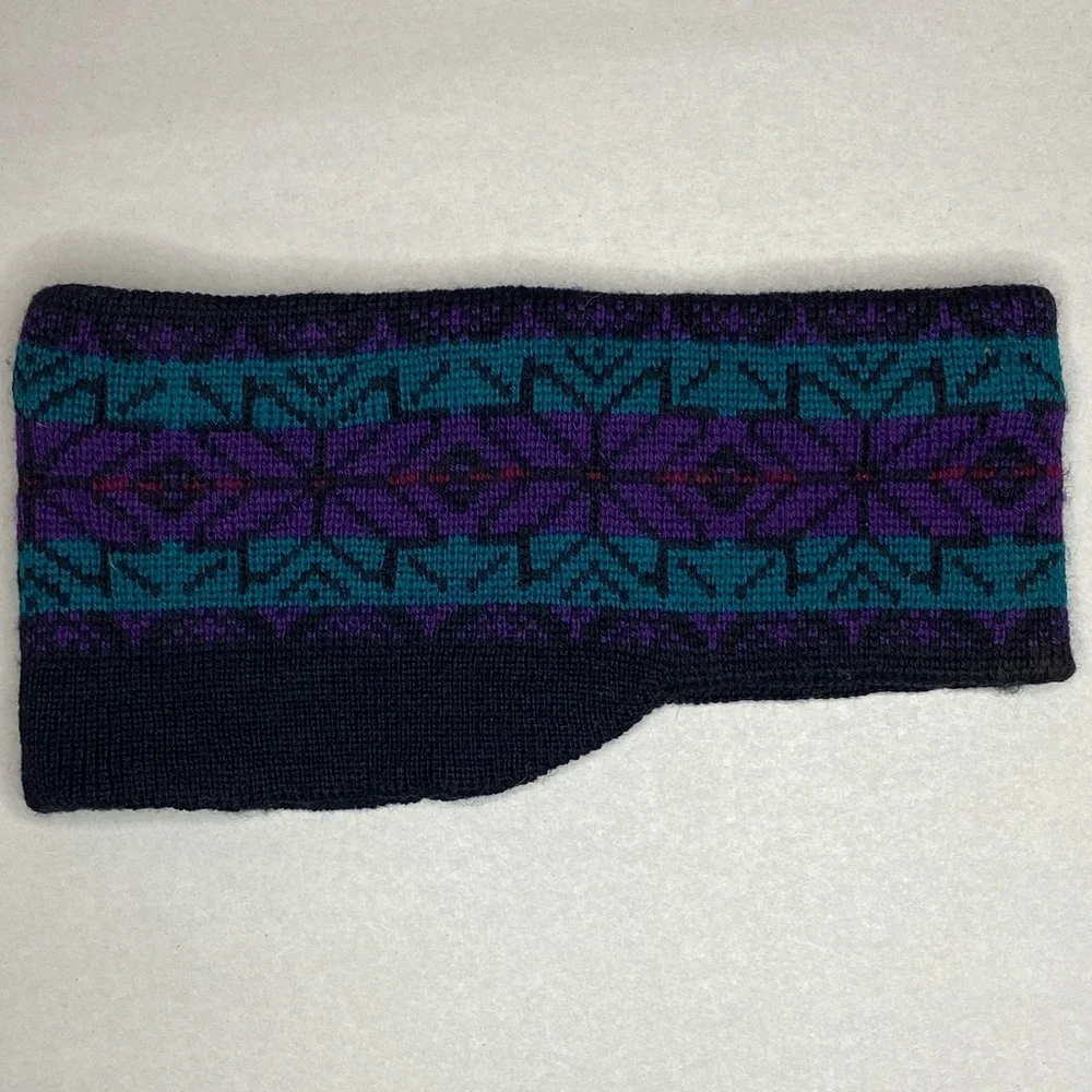 VTG 90’s Lands’ End 100% Wool Black Fair Isle Headband